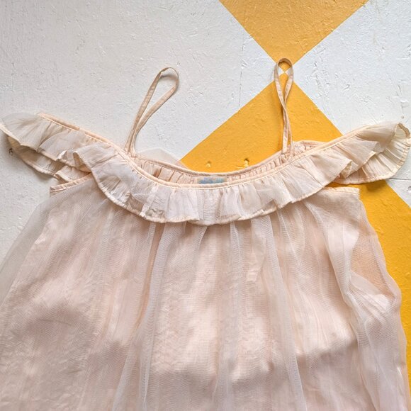 Free People Off Shoulder Night Dress Babydoll Nightie Peach Pastel Pink - Picture 6 of 7